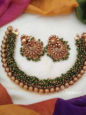Latest Loreal Green Necklace With Earrings