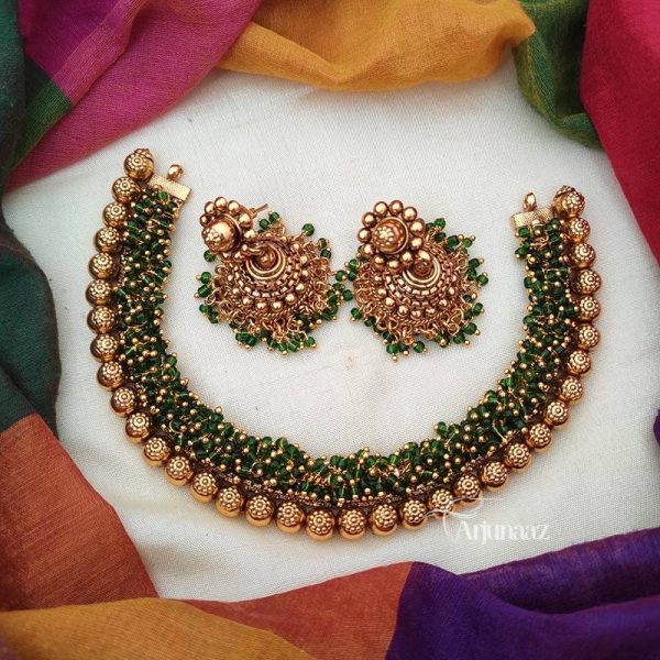 Latest Loreal Green Necklace With Earrings