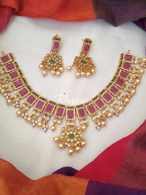 Beautiful CZ Tri Colour Necklace