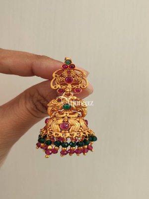 Elegant Double Peacock Beaded Jhumka
