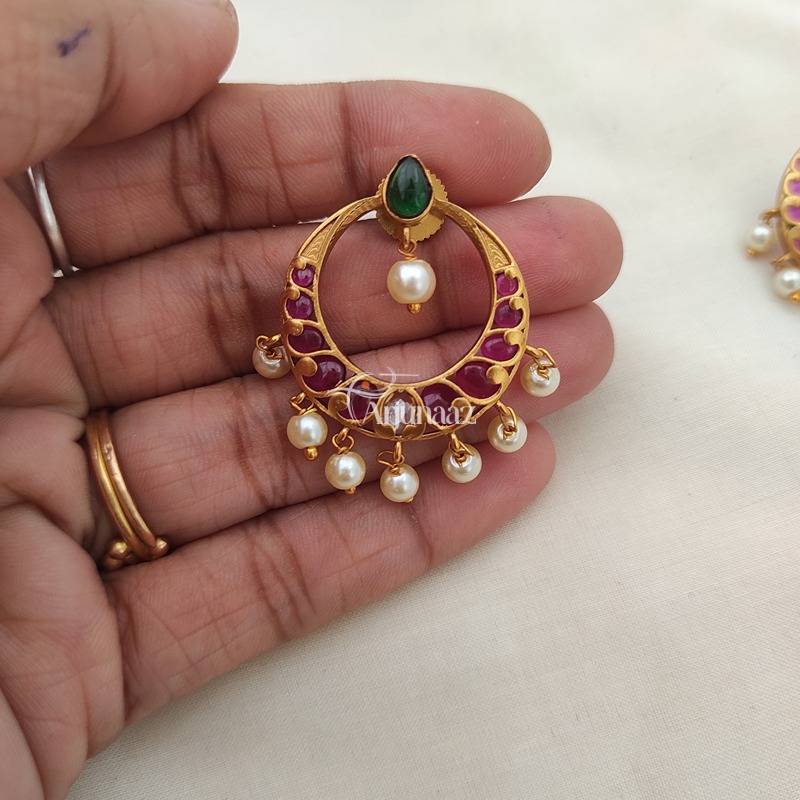 Big Chandbali Earrings with weight  South India Jewels  Gold jewellery  design necklaces Chandbali earrings Gold jewelry necklace