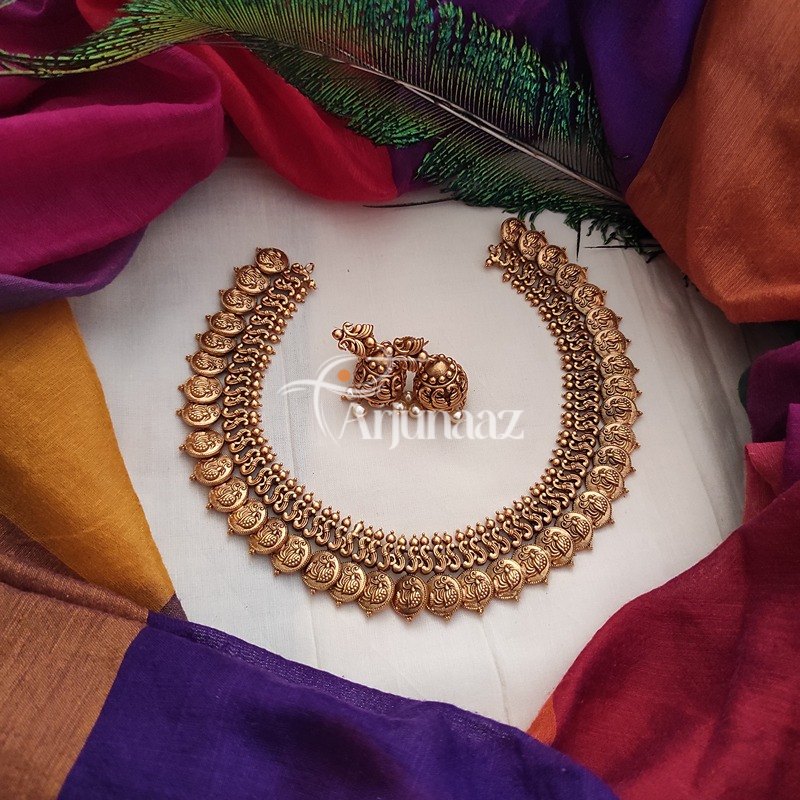 Kerala Style Gold Bridal Necklace Set - South India Jewels