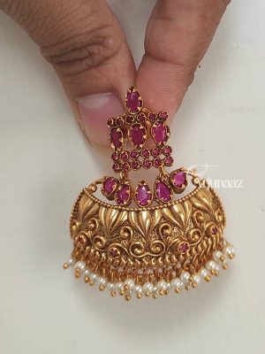 Traditional Half Cut Ruby Earrings
