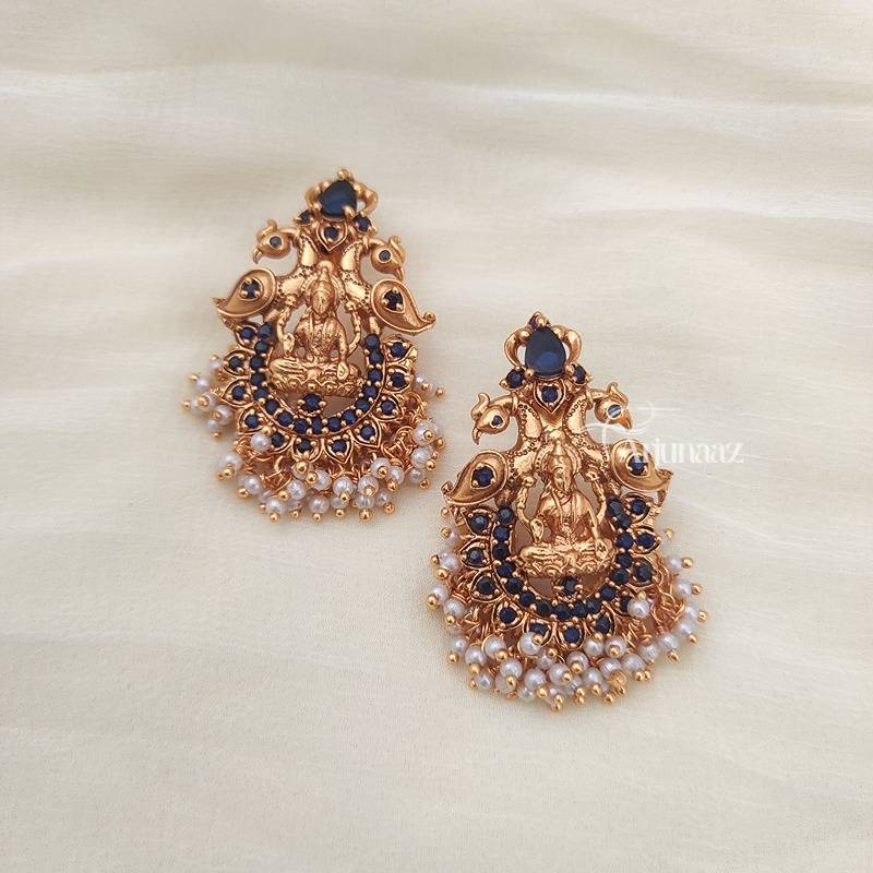 Buy Estele Gold Plated CZ Traditional Lakshmi Devi Designer Earrings with  Pearl for Women Online