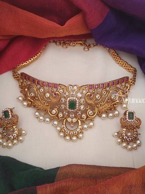 Grand Dual Peacock Design Choker