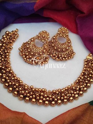 Imitation Antique Necklace with Chandbali Earrings