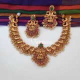 Grand Lakshmi and Peacock Design Necklace