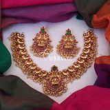 Grand Lakshmi and Peacock Design Necklace