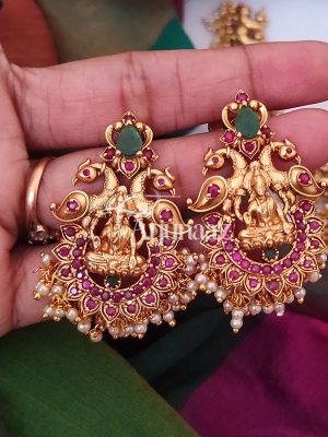 Grand Lakshmi and Peacock Design Necklace