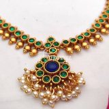 Unique Green & Blue Stone Attigai Necklace
