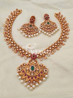 Beautiful Matte Finish Necklace with Earrings