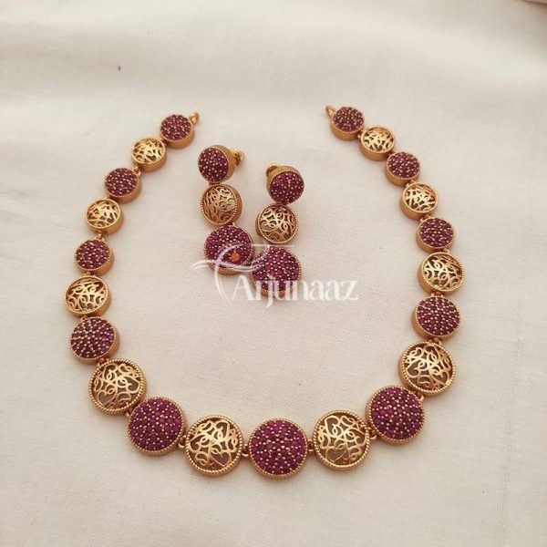 Designer Trendy Wear Red Color Stone Necklace