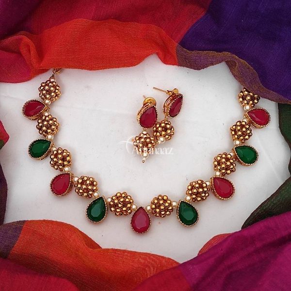 Antique Ruby Emerald Necklace