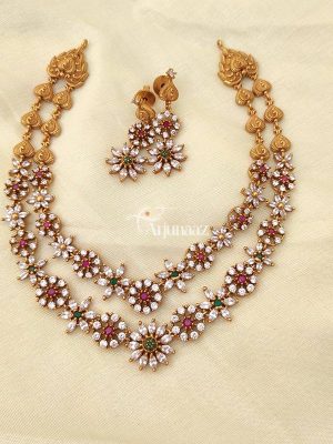 Imitation Flower Design Two Layer Necklace