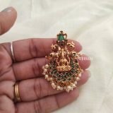 Gold Finish Lakshmi & Peacock Design Necklace