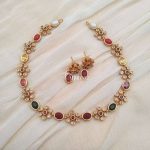 Simple Floral Navarathna Necklace
