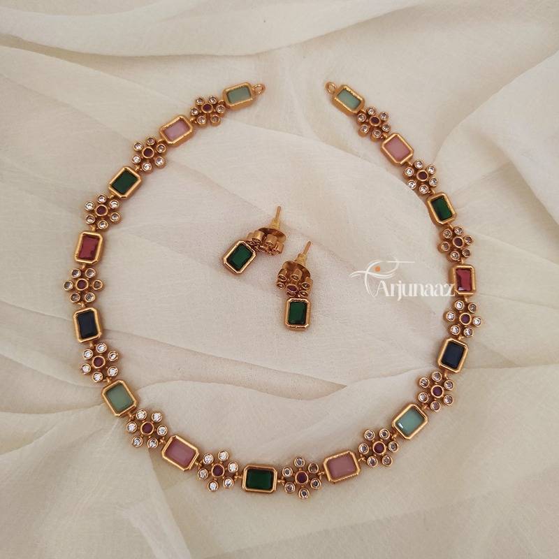 Navratna Stone Studded Necklace Set : JBC1056