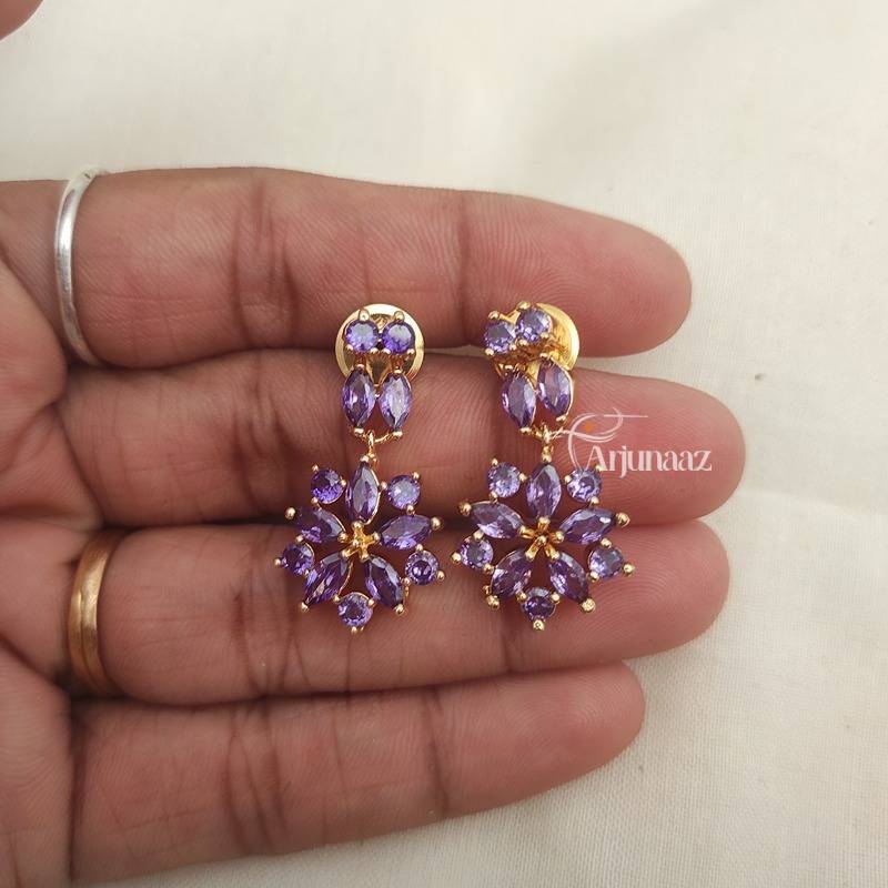 Buy Lilly & Sparkle Gold Toned Drop Earrings With Purple Stone at Amazon.in