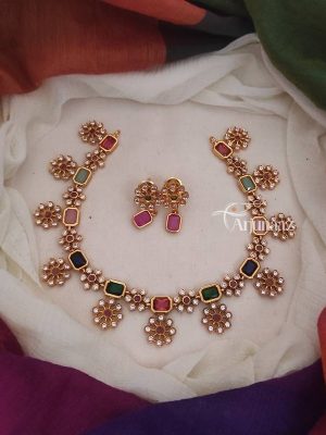 Attractive Navarathna Flower Necklace