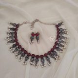 Ruby German Silver Guttapusalu Necklace