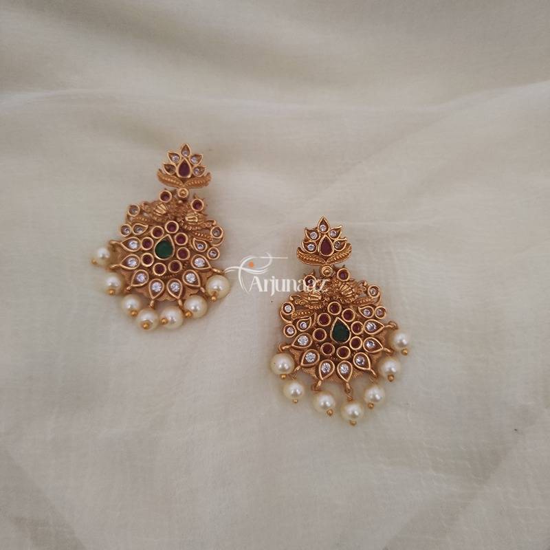 Stunning Peacock Design Earrings - South Indian Temple Jewellery | Arjunazz