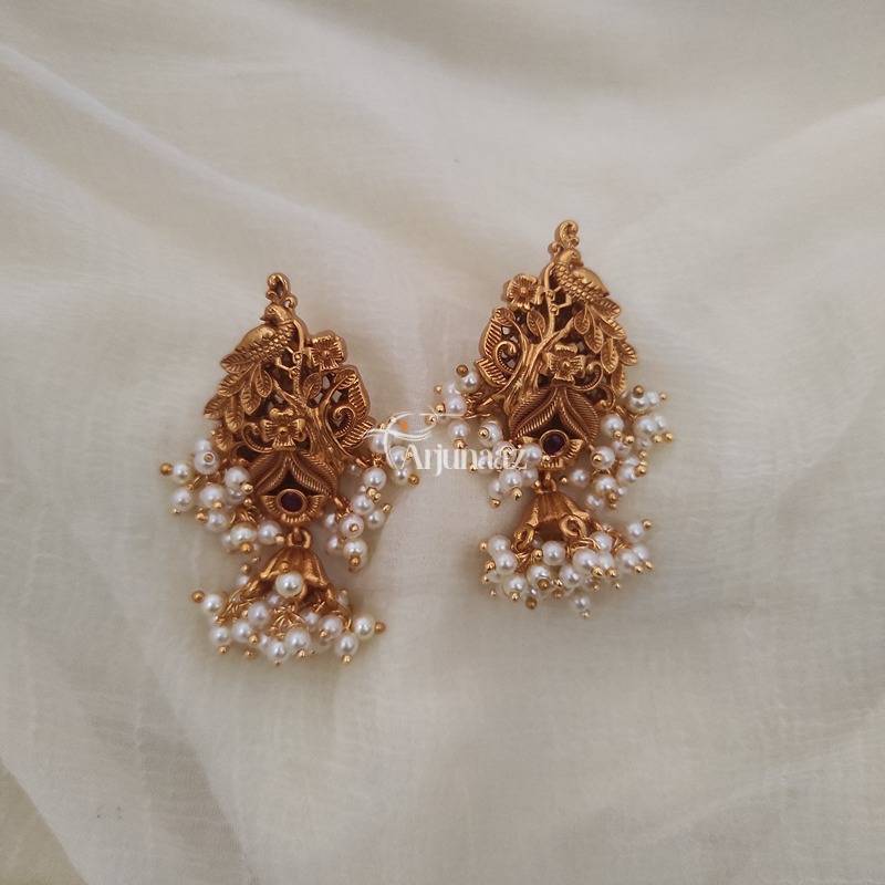 Beautiful Peacock Feather Earrings - South Indian Temple Jewellery |  Arjunazz