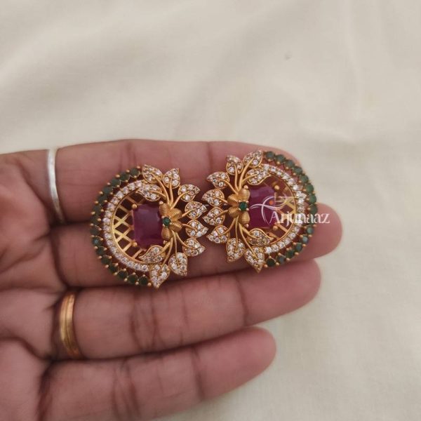 Beautiful Half and Half Purple Stone Earrings
