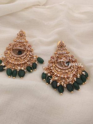 Chandbali Green Beads Earrings