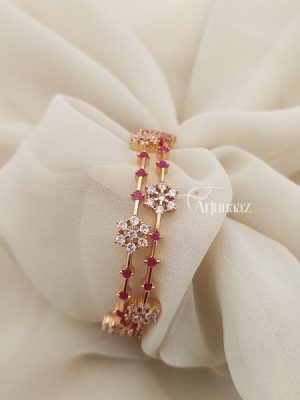 Diamond Replica White & Ruby Bangles