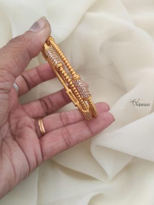 Trendy CZ Stone Matte Bangle Set