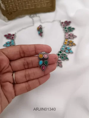 Pretty Multi Color Tri Bud Necklace