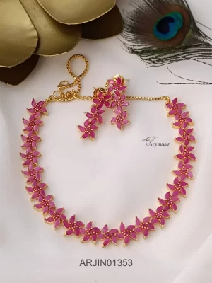 Pretty Ruby CZ Gold Polish Necklace