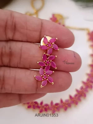 Pretty Ruby CZ Gold Polish Necklace