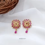 Floral Design Ruby and White Earrings