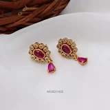 Marvelous Oval Ruby and White Stones Earrings