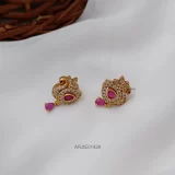 Ruby and White Stones Peacock Earrings