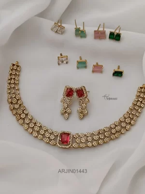 Gold Finish Changable Stone Necklace