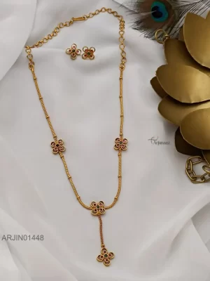 Ruby Flower Matt Finish Necklace