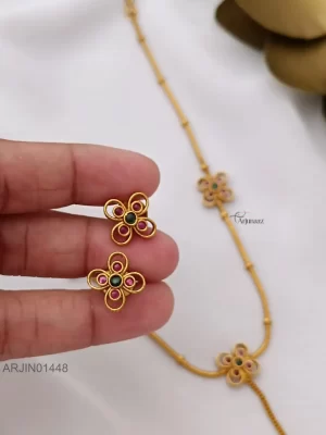 Ruby Flower Matt Finish Necklace