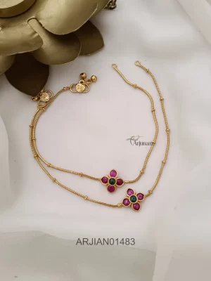 Pink Stone Gold Polish Anklets