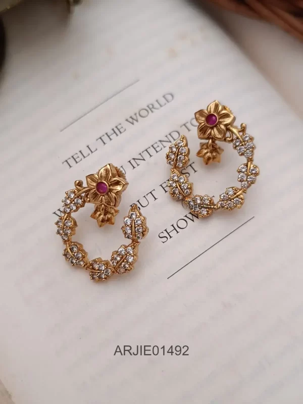 Ruby & Floral Chandbali Earrings