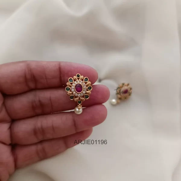 Traditional Flower Emarald Earrings