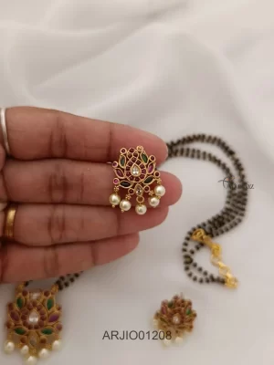 Cute Lotus Mangalsutra with Earrings