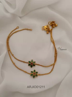 Simple Green Stones Anklets