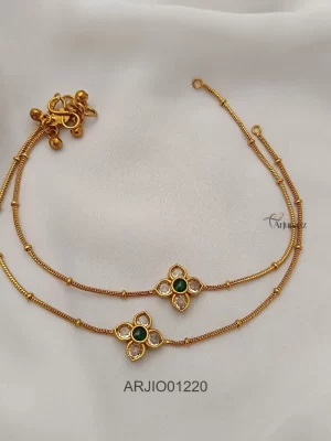 Wonderful White Stones Flower Design Kemp Anklets