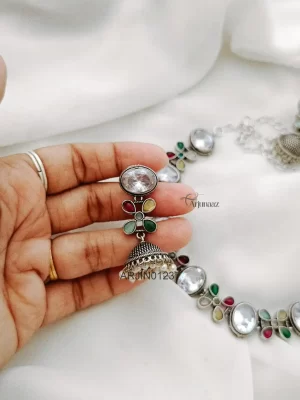 Gorgeous Multi White German Silver Necklace Set