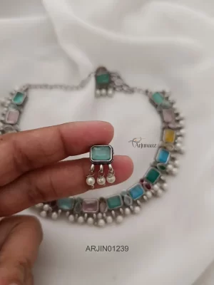 Stunning Multi Color German Silver Necklace