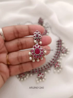 Astonishing Ruby German Silver Guttapusalu Necklace