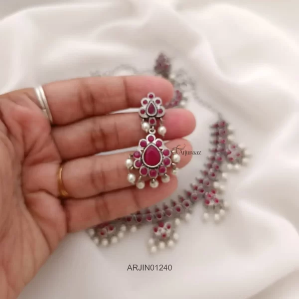 Astonishing Ruby German Silver Guttapusalu Necklace