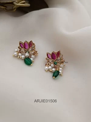 Lotus Green Beads Earrings